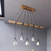 Hanglamp Lindby Mitis, beton, hout, 100 cm lang, GU10