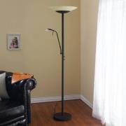 Lindby LED vloerlamp Ragna, leeslampje, zwart, dimbaar