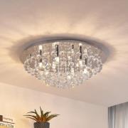 Lindby plafondlamp Antonino, 8-lamps, chroom, kristal, 55cm