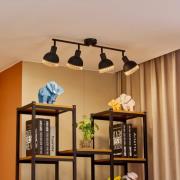 Lindby Lonnaris spot, rotan, zwart, 4-lamps.