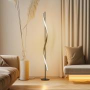 Lindby LED vloerlamp Munja, zwart, metaal, dimbaar