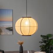 Lindby hanglamp Aurinil, houtkleurig, linnen, Ø 48cm, E27