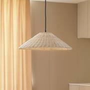 Lindby hanglamp Zyralia, houtkleurig, rotan, Ø 50 cm