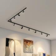 Lindby 1-fase railsysteem Linaro, GU10, 10-lamps zwart