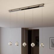 Lucande LED hanglamp Hayley, 96 cm, 5-lamps, chroom, glas