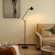 Lucande vloerlamp Phina, zwart/wit, verstelbaar, E27