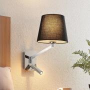 Lucande wandlamp Irella met leeslamp, zwart