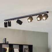 Plafondspot Square, zwart 6-lamps lineair