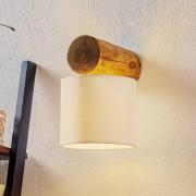 Wandlamp Pino Simple kap wit, frame bruin