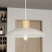 Kobe hanglamp, 1-lamp, staal, hout, wit