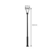 Lucande LED buitenlamp Elario, 222 cm, zwart, aluminium