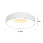 Ringlede LED plafondlamp, 2.700 K, Ø 48 cm, wit, metaal