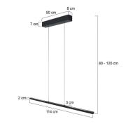 Hanglamp Bande, up/down, zwart, 120 cm, CCT, dimmer