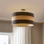 Terra plafondlamp van hout en textiel, zwart