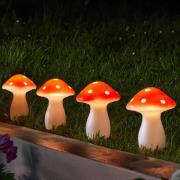 LED-zonnepaneel Fairy Mushroom, set van 4, rood/wit, IP44