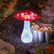 Magic Mushroom LED grondspies op zonne-energie, set van 3, rood/wit