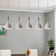 Noak hanglamp 5-lamps lang wit/naturel hout