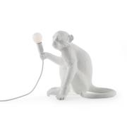 LED decoratie-tafellamp Monkey Lamp, wit, zittend