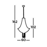 Hanglamp Baguette, zwart/messing, glas, E14, 162 cm