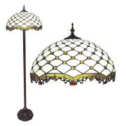 Vloerlamp 5LL-6113 in Tiffanydesign, wit