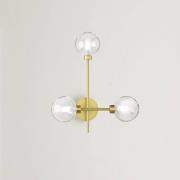 Dom wandlamp, 3-lamps, helder/goud, glas