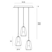 Hanglamp X-Ray brons/goudkleurig 3-lamps rond glas