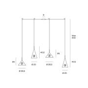 Samoi hanglamp, 4-lamps, metaal, zwart, gedecentraliseerd