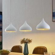 Lindby Elamira hanglamp, wit, aluminium, 133 cm, 3-lamps.