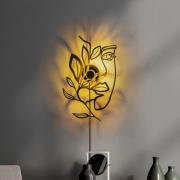 Wandlamp Flower Faced, zwart, metaal, 54 x 34 cm, stekker