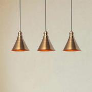 Hanglamp Sivani MR-314, goud antiek, ijzer 3-lamps lineair