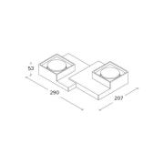 Sibari plafondlamp, wit, gips, 29 cm lang, 2-lamps, GX53