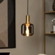 Hanglamp Joanet, Ø 16 cm, 1-lamp, glas, zwart