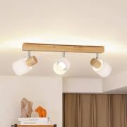 Lindby Wanessa plafondspot, 3-lamps, hout, wit, E14