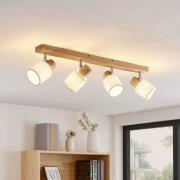 Lindby Wanessa plafondspot, 4-lamps, hout, wit, E14