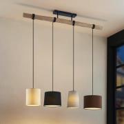 Lindby hanglamp Amilia, stof, 4-lamps, grijs/beige, E27