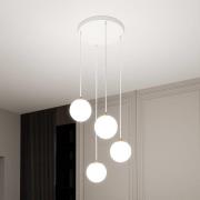 Hanglamp Royal, 4-lamps, opaalwit/wit, glas, E14