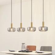 Lindby hanglamp Hildur, 4-lamps, rookgrijs, glas