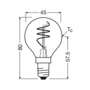 OSRAM LED Vintage P40 E14 4,9W 922 Spiraal gloeidraad goud dimbaar