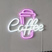 Coffee LED wandlamp, roze/wit, plexiglas, 40 x 30 cm USB