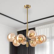 Natalia plafondlamp, 8-lamps, glas, goud