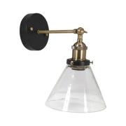 PR Home Lambda wandlamp, messing/helder, Ø 18 cm, glas