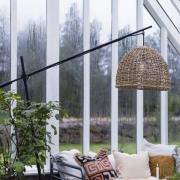 PR Home buiten vloerlamp Cebu, zwart/naturel, hoogte 190 cm