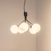 Hanglamp Nova, zwart/opaal, 5-lamps