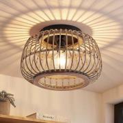 Lindby plafondlamp Bominio, Ø 40 cm, rotan, hout, E27