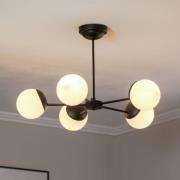 Plafondlamp Sfera 5-lamps afstand glas/zwart