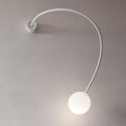 Karman wandlamp Moony, wit, Ø 15 cm, uitsprong 100 cm glas