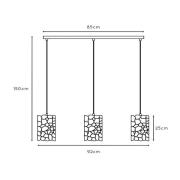 Almelo hanglamp, 3-lamps, lineair, zwart/goud, metaal