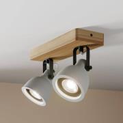 Lindby Mitis plafondlamp, dennenhout, 2-lamps