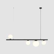 Hanglamp Garda 4, balk, metaal, glas, zwart, 4-lamps.