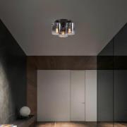 Plafondlamp Zweden, 3-lamps, zwart/rookgrijs, staal, glas